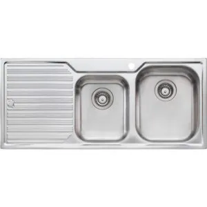 Diaz 1 & 3/4 Bowl Topmount Sink With Drainer Right Bowl 1Th | Made From Stainless Steel By Oliveri by Oliveri, a Kitchen Sinks for sale on Style Sourcebook