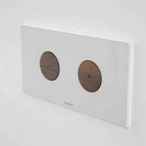 Elvire Invisi II Round Dual Flush Plate And Button Tasmanian Oak | Made From Timber/Metal In White By Caroma by Caroma, a Toilets & Bidets for sale on Style Sourcebook