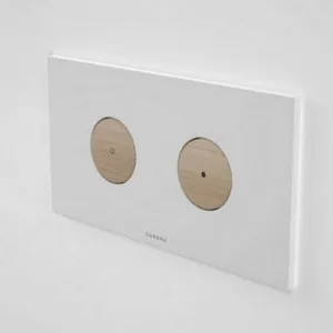 Elvire Invisi II Round Dual Flush Plate And Button Tasmanian Blackwood | Made From Timber/Metal In White/Black By Caroma by Caroma, a Toilets & Bidets for sale on Style Sourcebook