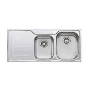Flinders Sink 1&3/4 Right Hand Bowls With Drainer 1080mm X 480mm (Available 0 To 3 Tap Hole - Specify When Ordering) Top Mount | By Oliveri by Oliveri, a Kitchen Sinks for sale on Style Sourcebook