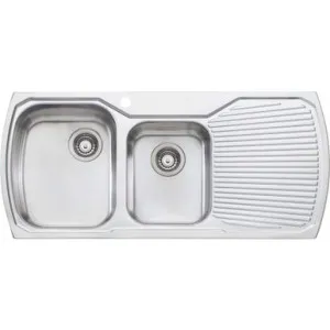 Monet Sink 1&3/4 Left Hand Bowls With Drainer Mo711 1100mm X 500mm 1 Tap Hole Topmount | Made From Stainless Steel By Oliveri by Oliveri, a Kitchen Sinks for sale on Style Sourcebook