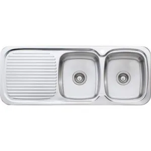 Lakeland Double Bowl Sink With Left Drainer 1Th | Made From Stainless Steel By Oliveri by Oliveri, a Kitchen Sinks for sale on Style Sourcebook