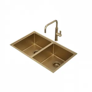 Urbane II Double Bowl Sink | Made From Brushed Brass By Caroma by Caroma, a Kitchen Sinks for sale on Style Sourcebook