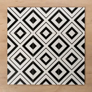 Henley Geometric Black Matt Rectified Porcelain Tile 200x200mm by The Blue Space, a Patterned Tiles for sale on Style Sourcebook