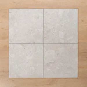Southside White Terrazzo Matt P3 Porcelain Tile 300x300mm by The Blue Space, a Terrazzo Look Tiles for sale on Style Sourcebook