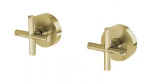 Vivid Slimline Plus Wall Taps (Top Assemblies) Ceramic Disc 3/4 Turn Brushed (Pair) In Gold By Phoenix by PHOENIX, a Bathroom Taps & Mixers for sale on Style Sourcebook