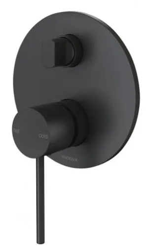 Vivid Slimline Switchmix Wall Bath & Shower Diverter Mixer Fit-Off Kit In Matte Black By Phoenix by PHOENIX, a Bathroom Taps & Mixers for sale on Style Sourcebook