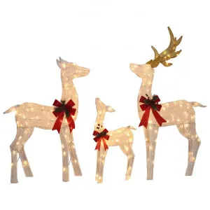 Norjav 3 Piece LED Light Up Outdoor Mesh Christmas Reindeer Family Figurine Set, White by Swishmas, a Statues & Ornaments for sale on Style Sourcebook
