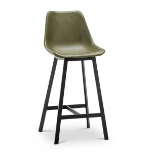 Hanns Set of 2 67cm Premium Vegan Leather High Back Barstool, Vintage Green by L3 Home, a Bar Stools for sale on Style Sourcebook