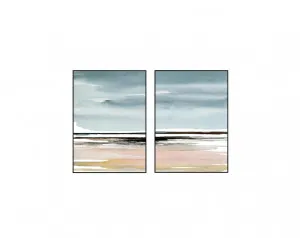 Set of 2 Landscape Pink Beach Wall Art Canvas 3 sizes available 70cm x 50cm by Luxe Mirrors, a Artwork & Wall Decor for sale on Style Sourcebook