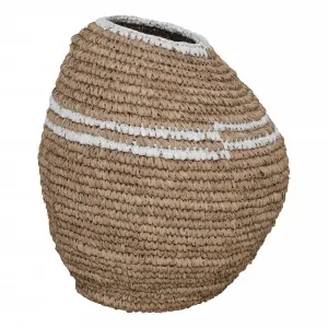 Curved Stripe Basket 36x42.5cm in Natural/White by OzDesignFurniture, a Baskets & Boxes for sale on Style Sourcebook