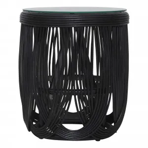 Haven Round Side Table  45cm in Rattan Black by OzDesignFurniture, a Bedside Tables for sale on Style Sourcebook
