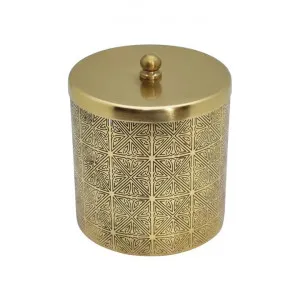 Carmella Iron Lidded Canister, Small, Gold by A.Ross Living, a Vases & Jars for sale on Style Sourcebook