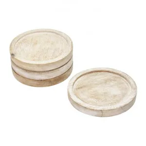 Brooks Timber 4 Piece Coaster Set, White Wash by A.Ross Living, a Tableware for sale on Style Sourcebook