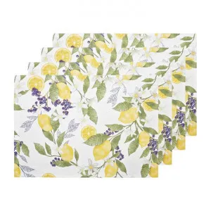Sautron Lemon Cotton Placemat, Pack of 4, White by j.elliot HOME, a Table Cloths & Runners for sale on Style Sourcebook