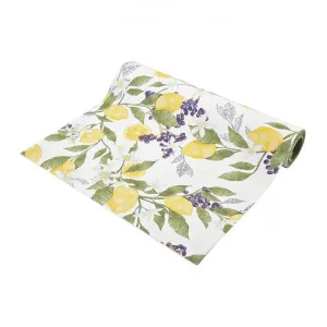 Sautron Lemon Cotton Table Runner, 180x40cm, White by j.elliot HOME, a Table Cloths & Runners for sale on Style Sourcebook