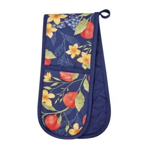 Sautron Pomegranate Cotton Double Oven Mitt, Navy by j.elliot HOME, a Linen for sale on Style Sourcebook
