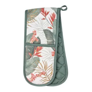 Tropical Paradise Cotton Double Oven Mitt, White by j.elliot HOME, a Linen for sale on Style Sourcebook