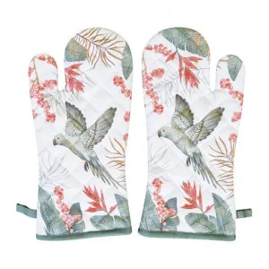 Tropical Paradise Cotton Oven Mitt Pair Set, White by j.elliot HOME, a Linen for sale on Style Sourcebook