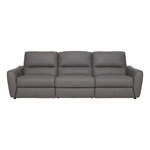 Portland 3 Seater Sofa with 2 Recliners in Leather Grey by OzDesignFurniture, a Sofas for sale on Style Sourcebook