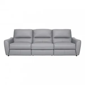 Portland 3 Seater Sofa with 2 Recliners in Leather Pewter by OzDesignFurniture, a Sofas for sale on Style Sourcebook