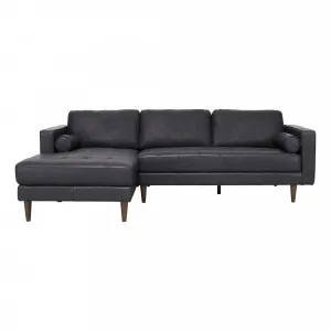 Kobe 3 Seater Sofa + Chaise LHF in Alpine Leather Black by OzDesignFurniture, a Sofas for sale on Style Sourcebook