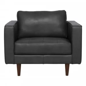 Kobe Armchair in Alpine Leather Black by OzDesignFurniture, a Chairs for sale on Style Sourcebook