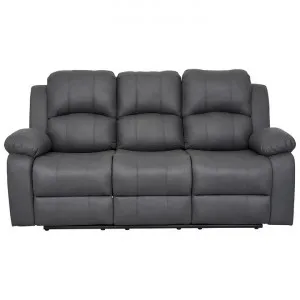 Hunsdon Leather Look Fabric Recliner Sofa, 3 Seater, Charcoal by Brighton Home, a Sofas for sale on Style Sourcebook