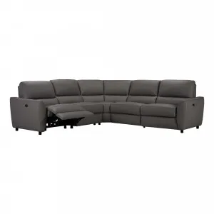 Portland Modular Sofa with 2 Recliners in Leather Dark Grey by OzDesignFurniture, a Sofas for sale on Style Sourcebook