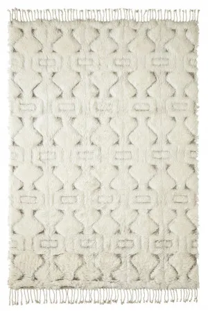 Camilla Tribal Pattern Berber Wool Shag Rug by Miss Amara, a Shag Rugs for sale on Style Sourcebook