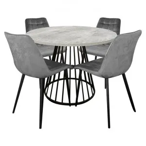 Matilda 5 Piece Faux Cement Top Round Dining Table Set, 110cm, Grey Lumy Chair by HOMESTAR, a Dining Sets for sale on Style Sourcebook