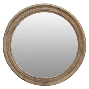 Angie Oak Timber Frame Round Wall Mirror, 100cm, Lime Washed Oak by Manoir Chene, a Mirrors for sale on Style Sourcebook