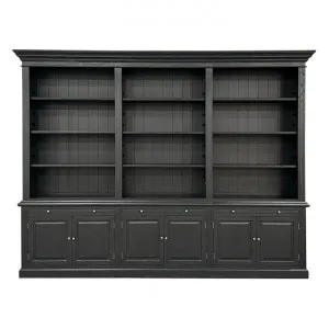 Ampuis 3-Bay Oak Timber Library Bookcase, Black Oak by Manoir Chene, a Bookshelves for sale on Style Sourcebook