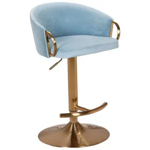 Winfrey Velvet & Metal Gas Lift Swivel Bar Stool by Philbee Interiors, a Bar Stools for sale on Style Sourcebook