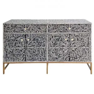 Grandiose Mother Of Pearl Inlaid 4 Door 2 Drawer Sideboard, 140cm by Philbee Interiors, a Sideboards, Buffets & Trolleys for sale on Style Sourcebook