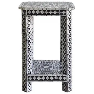 Noir Opulence Mother Of Pearl Inlaid Side Table by Philbee Interiors, a Side Table for sale on Style Sourcebook