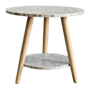 Mosaic Harmony Mother Of Pearl Inlaid Round Side Table by Philbee Interiors, a Side Table for sale on Style Sourcebook