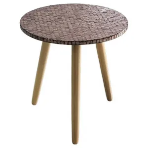 Copper Glow Mother Of Pearl Inlaid Round Side Table by Philbee Interiors, a Side Table for sale on Style Sourcebook