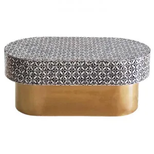 Ebony Mosaic Mother Of Pearl Inlaid Oval Coffee Table, 120cm by Philuxe Home, a Coffee Table for sale on Style Sourcebook