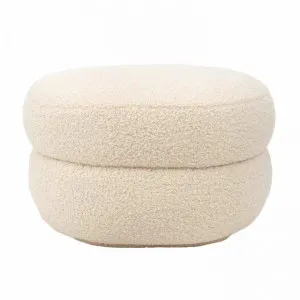 Aurora Shearling Fabric Foot Stool, Ivory by Cozy Lighting & Living, a Stools for sale on Style Sourcebook