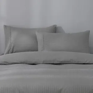 Canningvale Caressa Stripe Quilt Cover Set - White, King, Microfibre by Canningvale, a Sheets for sale on Style Sourcebook