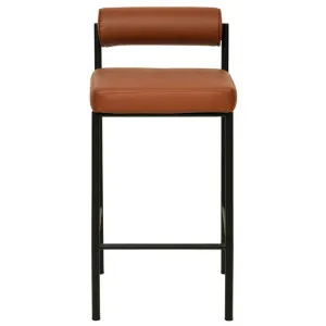 Vasto Faux Leather & Metal Counter Stool, Set of 2, Tan / Black by Conception Living, a Bar Stools for sale on Style Sourcebook