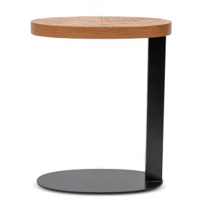 Cicala Oak Timber & Metal Oval Side Table by Conception Living, a Side Table for sale on Style Sourcebook