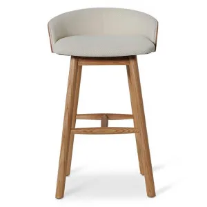 Kraneled Fabric & Ashwood Counter Stool, Natural / Beige by Conception Living, a Bar Stools for sale on Style Sourcebook