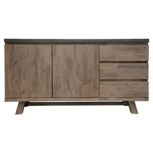 Paxton Concrete & Acacia Timber 2 Door 3 Drawer Buffet Table, 160cm, Grey Top by Dodicci, a Sideboards, Buffets & Trolleys for sale on Style Sourcebook