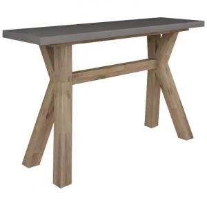 Paxton Concrete & Acacia Timber Trestle Console Table, 130cm, Grey Top by Dodicci, a Console Table for sale on Style Sourcebook