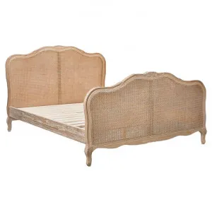 Rocad Oak Timber & Rattan French Bed, King, White Washed Oak by Dodicci, a Beds & Bed Frames for sale on Style Sourcebook