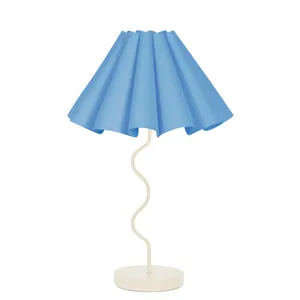 Paola & Joy Cora Pleated Table Lamp with Squiggle Base (E27) Tranquil Blue & White by Paola & Joy, a Table & Bedside Lamps for sale on Style Sourcebook