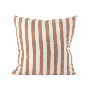 Santi Linen Cushion - Off White/Nutmeg Stripe by Eadie Lifestyle, a Cushions, Decorative Pillows for sale on Style Sourcebook
