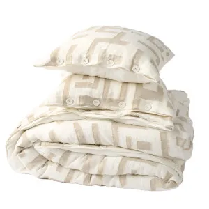 Antico Deluxe Linen Duvet Set - Off White/Natural  by Eadie Lifestyle, a Quilt Covers for sale on Style Sourcebook